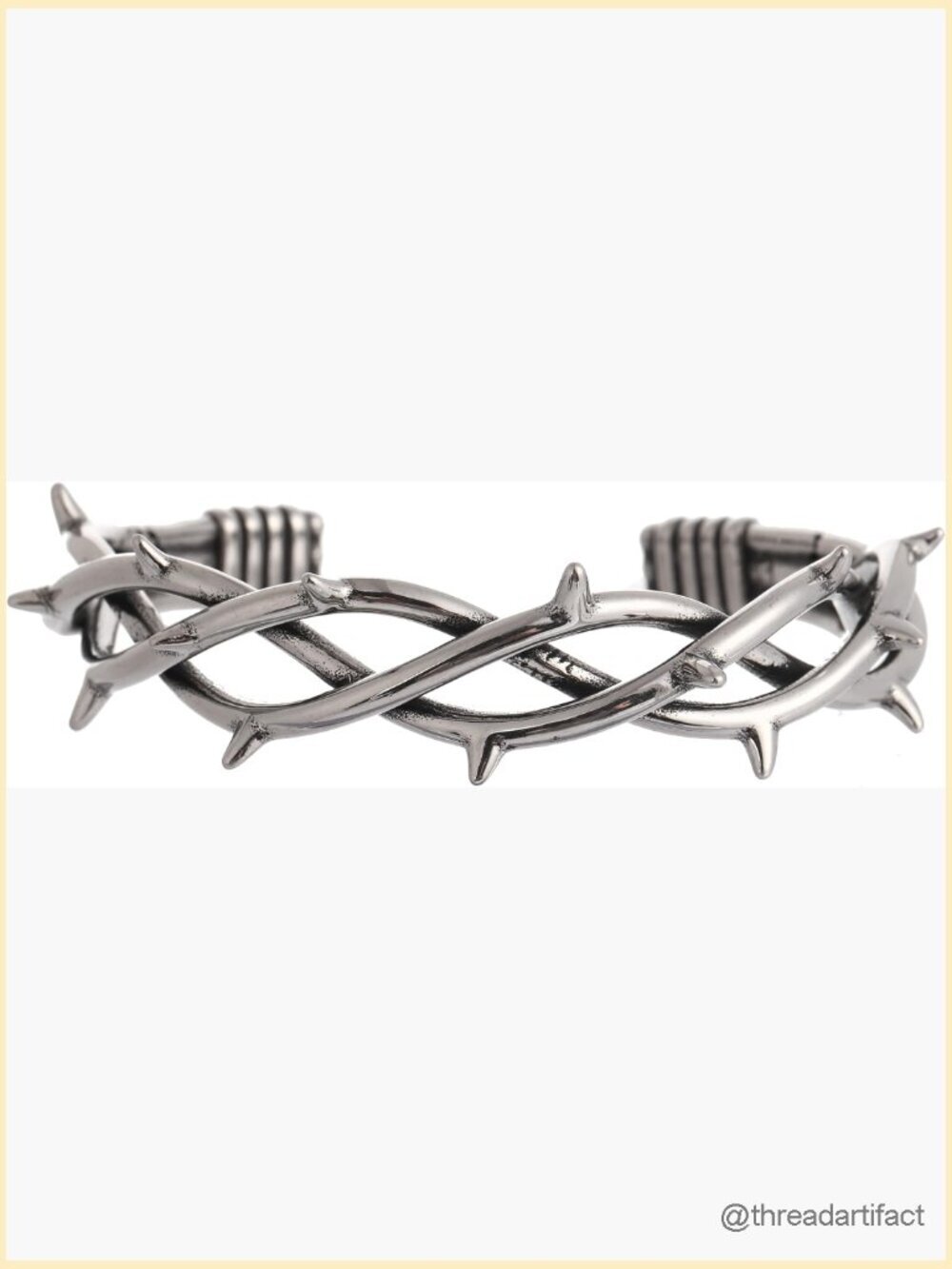 Gothic Thorn Cuff Bracelet, Punk Barbed Wire Bangle, Stainless Steel Twisted
